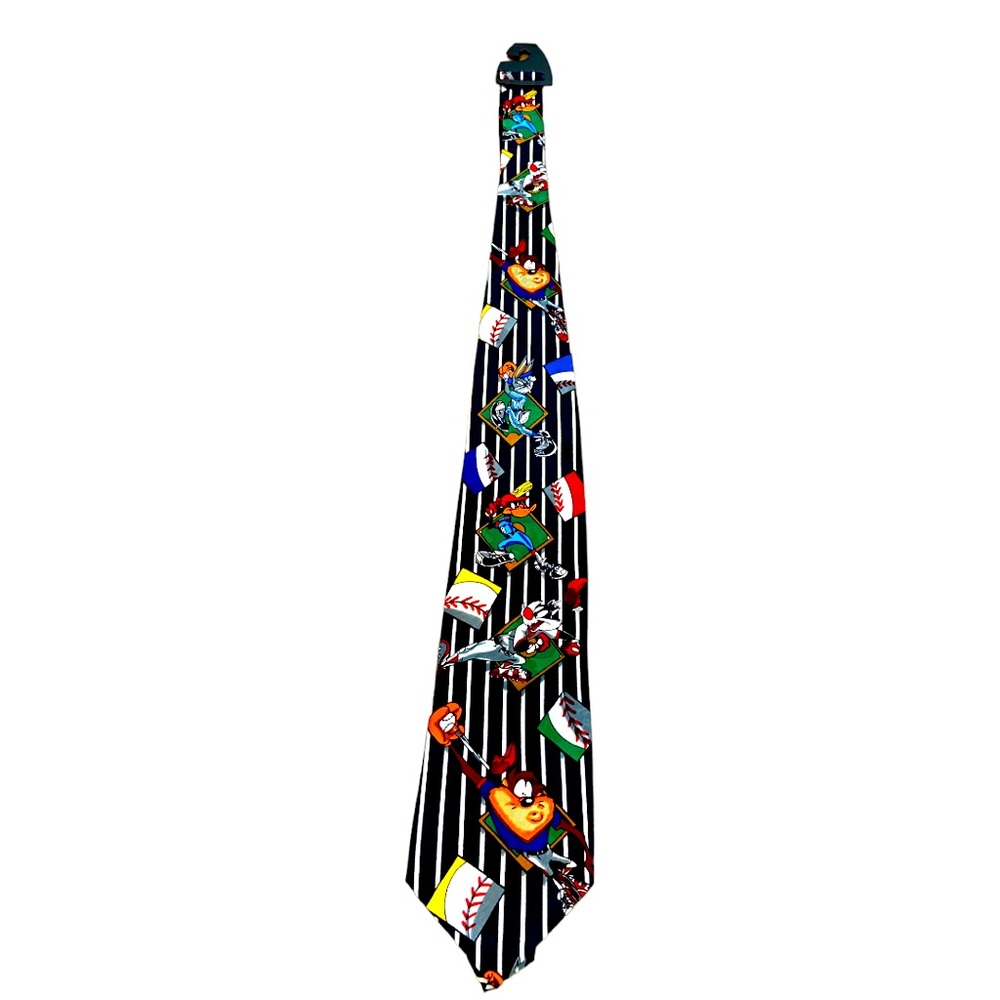 Vintage 1993 Looney Tunes 100% Silk Baseball Tie